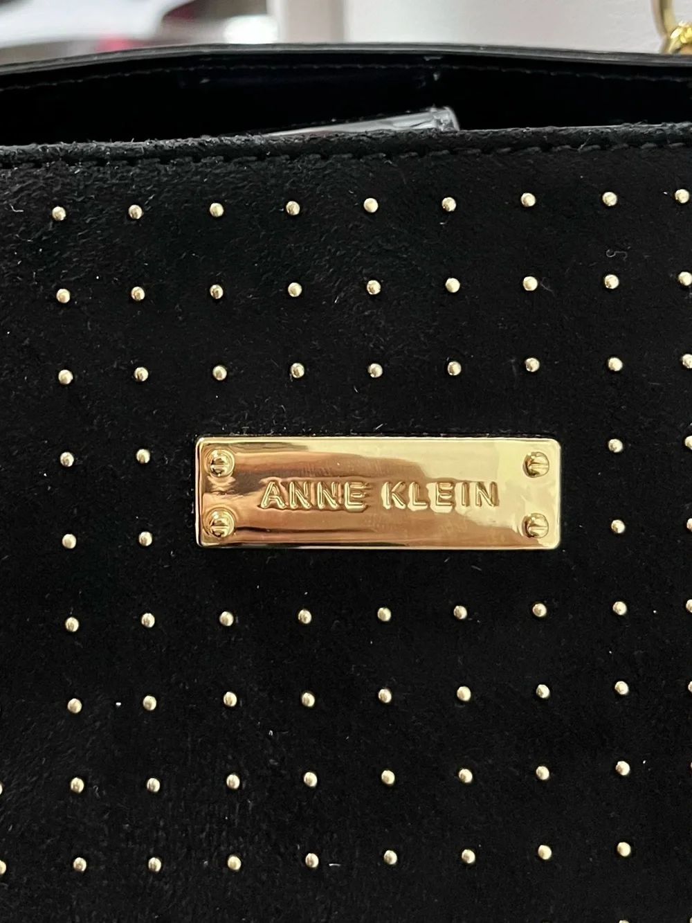 Anne Klein Studded Tote Back Double Chain Strap Handle Office Chic Classic